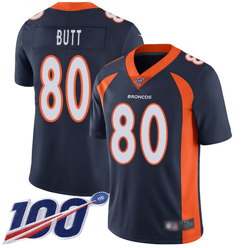 Men Denver Broncos #80 Jake Butt Navy Blue Alternate Vapor Untouchable Limited Player 100th Season Football NFL Jersey